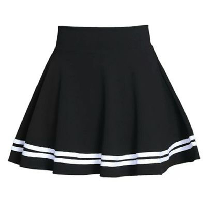 Summer  Women Skirt Elastic Faldas Ladies Midi Skirts Pleated Black Sexy Stripe Girl Mini Short School Skirts saia feminina