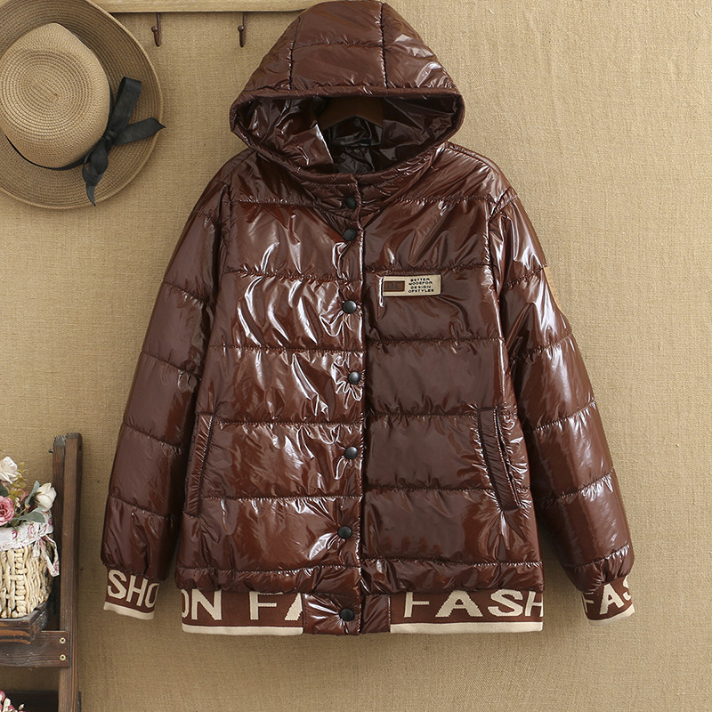 Plus Size Women's Coat Long Sleeve Hooded Add Cotton To Thicken Winter Jackets Large Size Cotton Clothes In Winter For Fatwomen