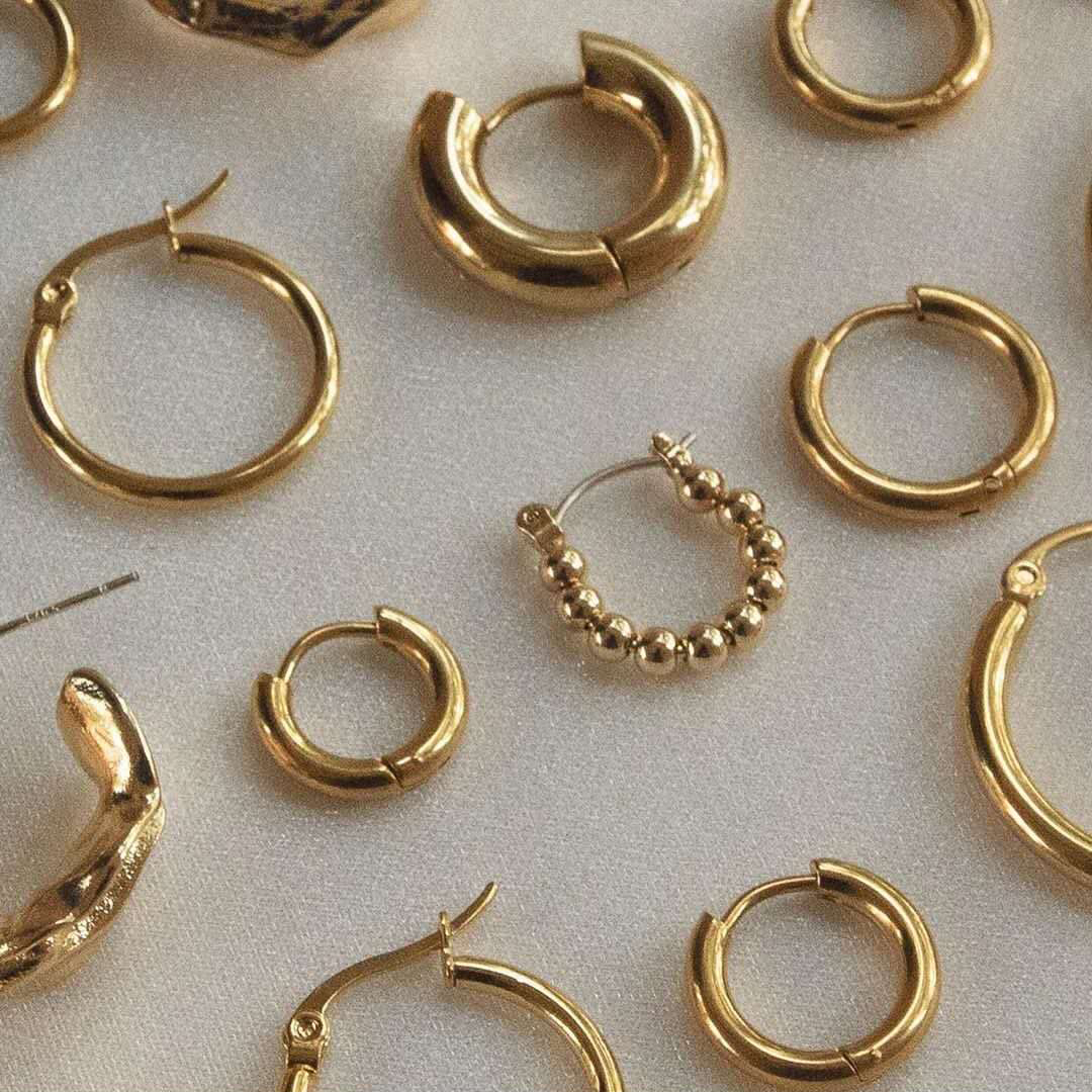 Gold  Color Stainless Steel Hoop Earrings for Women Small Simple Round Circle Huggies Ear Rings Steampunk Accessories
