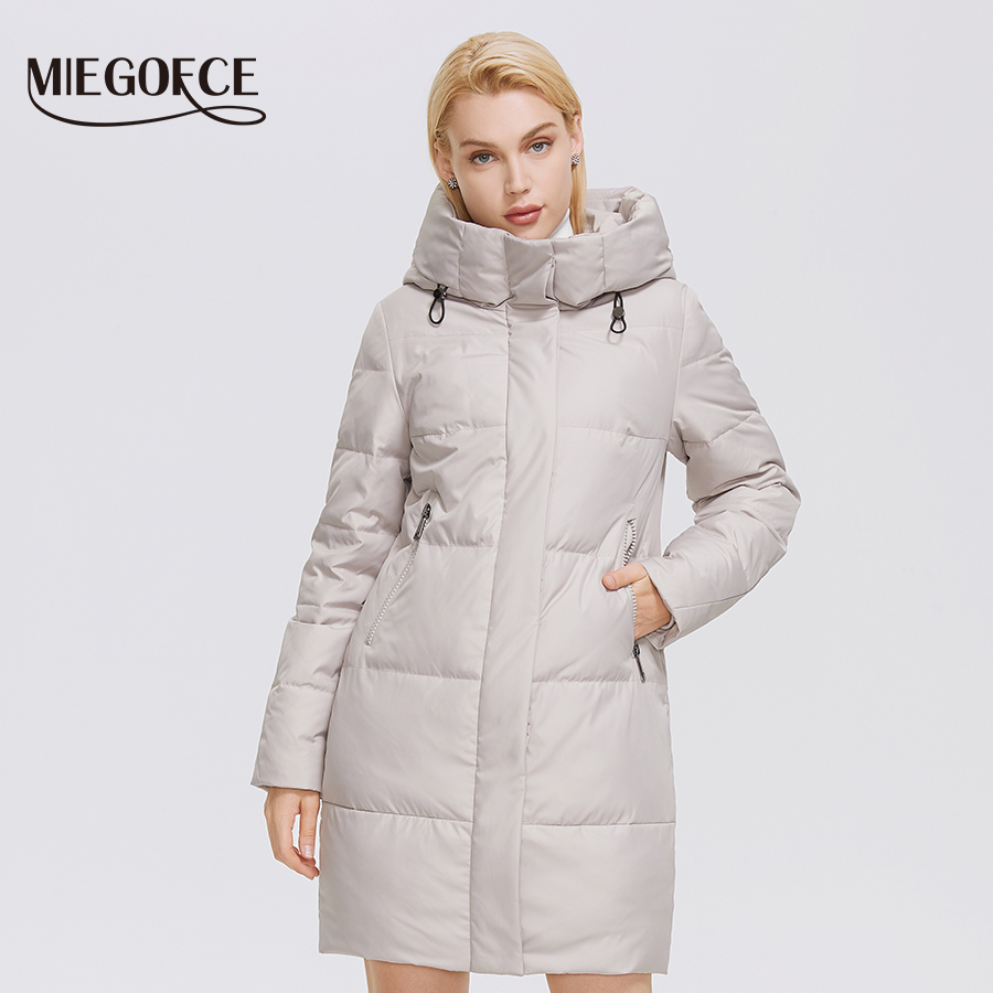 MIEGOFCE  Winter Women Mid-length Coat Hooded Design To Keep Warm And Windproof Parka Zipper Loose Ladies Jackets  D21647