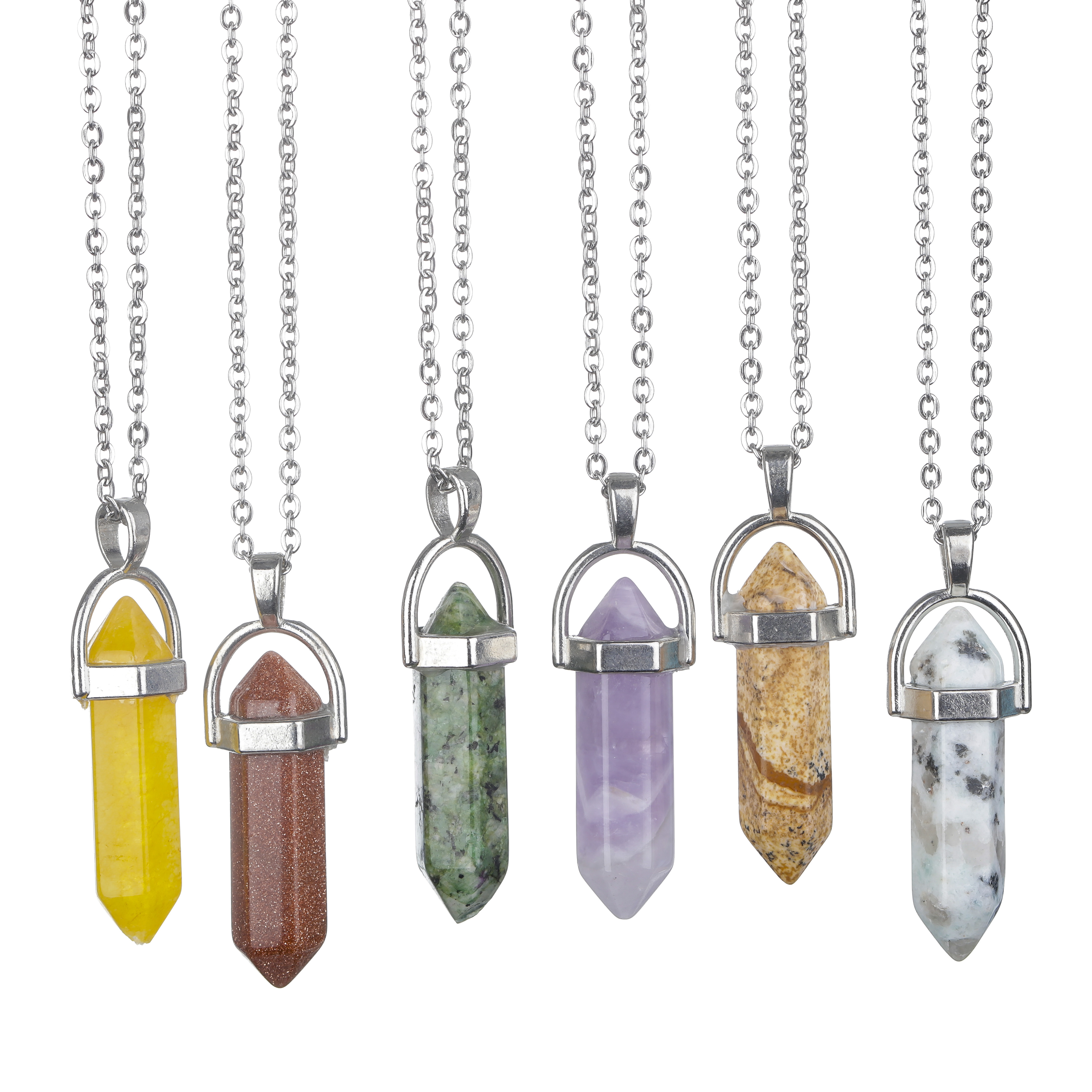 42cm Hexagonal Pendant Fit Men Women's Amulet Stainless Steel String Crystal Necklace Powerful Amulet  Jewelry Pendant