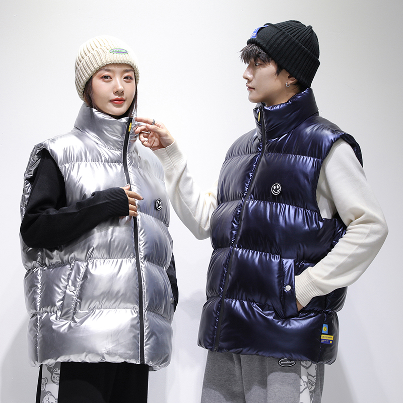 Women Men Bright Vests  Winter Size 5XL 6XL 7XL Thick Waterproof Cotton Sleeveless Coat Female Waistcoat Top 