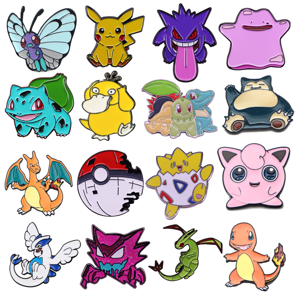 Pokemon Pikachu Gengar Cute Enamel Pin Badges Lapel Pins for Backpacks Brooches for Women Anime  Jewelry Accessories