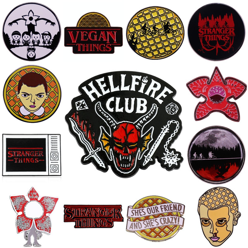 TV Show Stranger Things Hellfire Club Brooch Metal Hard Enamel Badge Punk Lapel Pins Backpack Clothes Decoration Jewelry Gift Fo