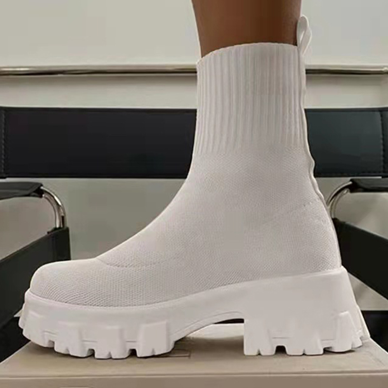 Women Boots  Platform Boots For Ankle Autumn Winter Shoes Women Chunky Heels Botas Mujer White Sock Platform Shoes Female