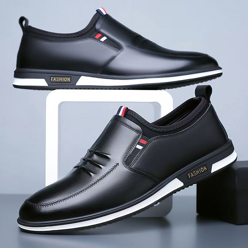 Genuine Leather Men Casual Shoes  Mens Loafers Breathable Slip on Black Driving Shoe Man Low Top Business Cowhide Shoes