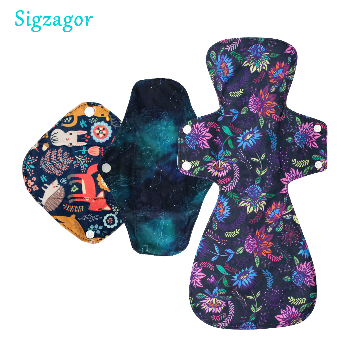 [Sigzagor]1 XS Long Panty Liner XXL Cloth Menstrual Pad Bamboo Charcoal Sanitary Reusable Washable