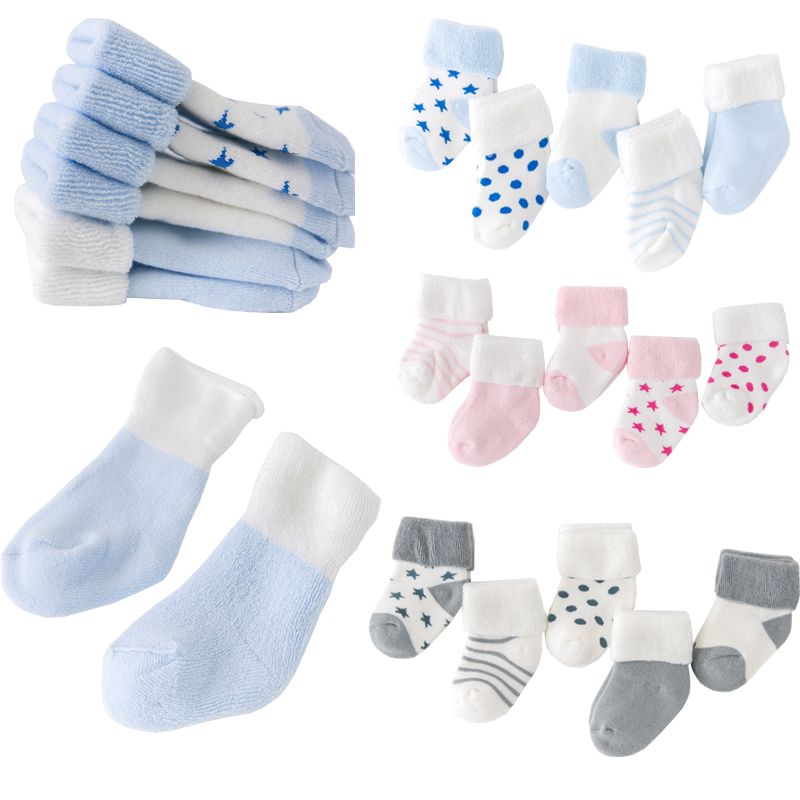 5Pair/lot boy and girl  baby socks thick newborn autumn and winter warm foot sock