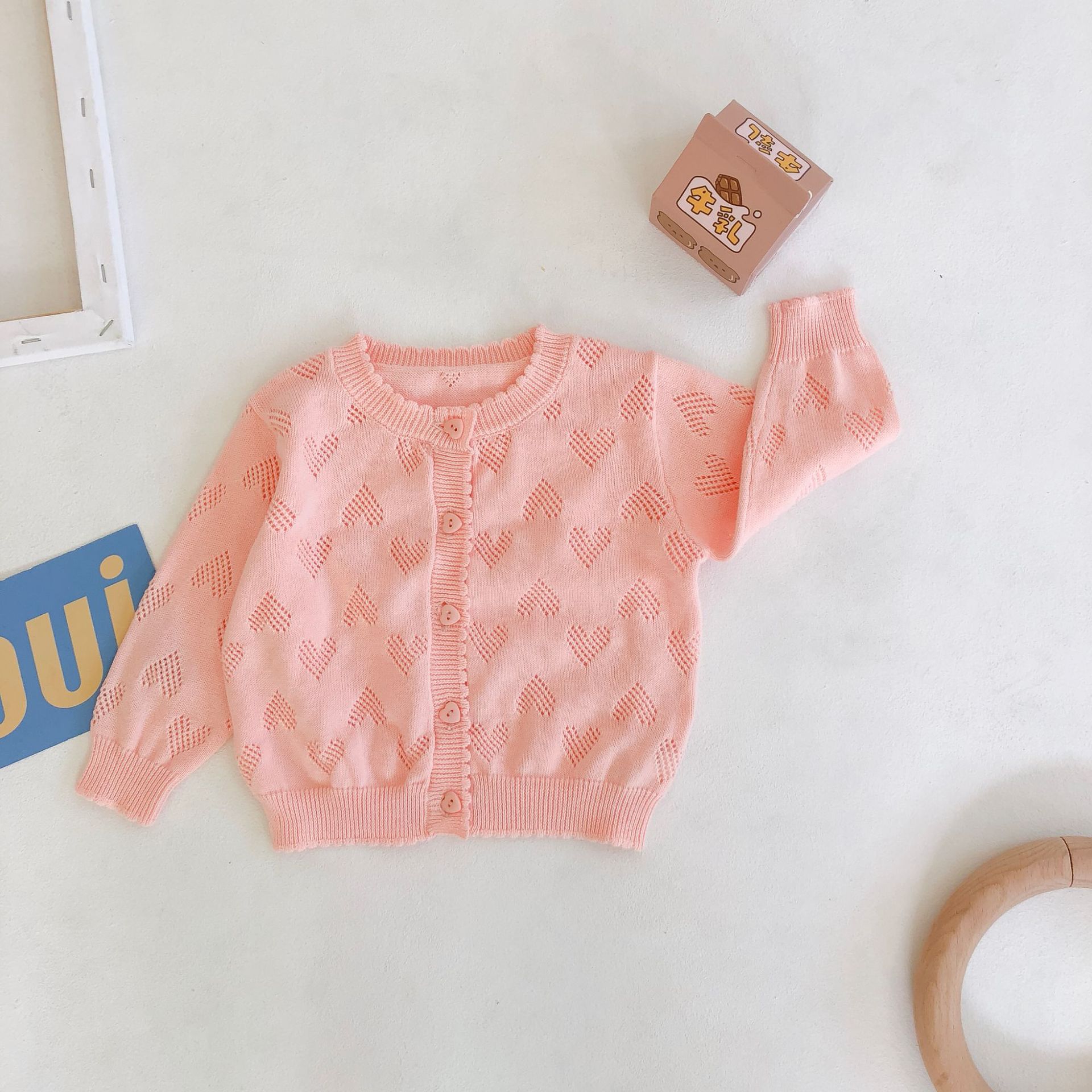 0-24M Cardigan Sweate For Baby Girls Newborn Kid Autumn Clothes Long Sleeve Sweet Heart Print Knit Top Cute Fall Knitwear Outfit