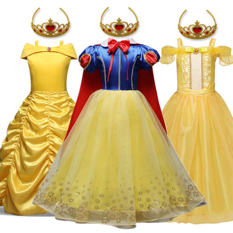 Dress Girls  Cosplay Costume Children Halloween Party Vestidos Kids the Beauty Fancy Gown Long Cloak Clothes