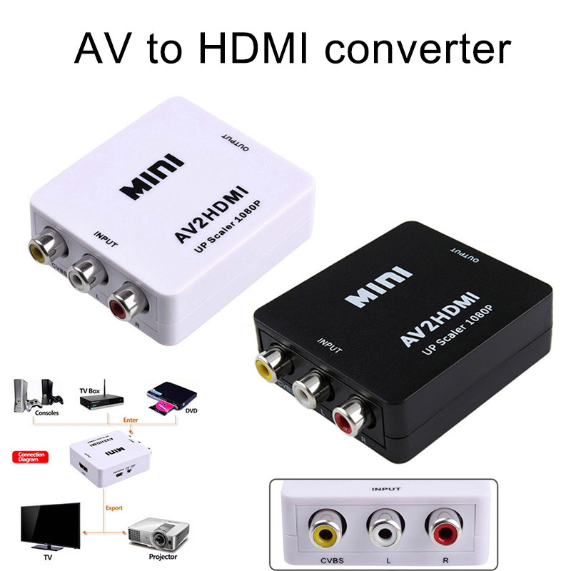 Mini AV to HDMI Video Converter Box AV2HDMI RCA CVBS to HDMI Adapter for HDTV TV DVDS Video Converter Box Accessories PR Sale