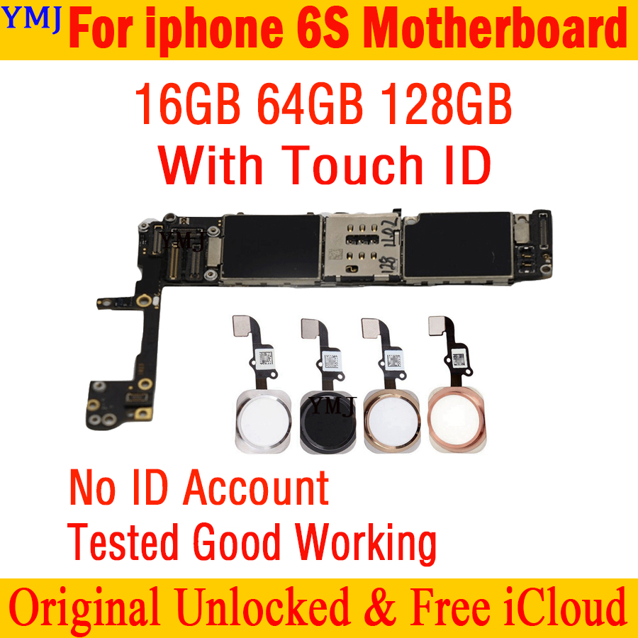 With/No Touch ID Mainboard With IOS System Full Chip Tested Working Good Logic Board No ID Account For Iphone 6S 6 S Motherboard