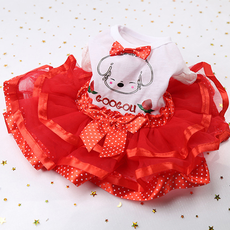Dog Cat Princess Dress Lace Print Bow Skirts Pet Clothes  Summer Dog Cute Dress Party Wedding Pets Clothing Supplies