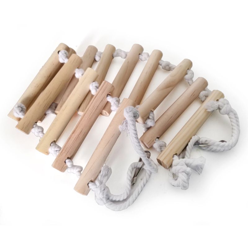 Bird Wooden Ladder Bridge Hamster Climbing Rope Ladder Toys Easy Installation Ideal for Small to Medium Birds