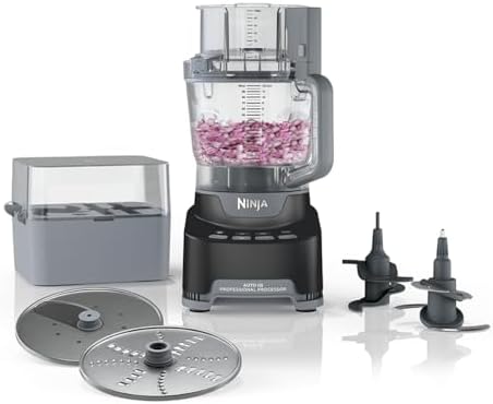 Ninja NF705BRN Professional XL Food Processor, Storage Box, 1200 Peak-Watts, 4-in-1, Chopping, Slicing/Shredding, Purees, Dough, 12-Cup Processor Bowl, 2 Blades & 2 Discs, Feed Chute/Pusher, Black