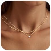 Tewiky Diamond Necklaces for Women, Dainty 14k Gold/Sterling Silver Choker Necklace Simple Gold Plated CZ Jewelry Necklaces for Women Trendy Gifts