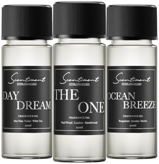 Hotel Collection Diffuser Oils | Aromatherapy Fragrances Inspired by 5-Star Hotels | Luxurious Scents with Notes of Cardamom, Tuscan Leather, and Sandalwood (20ml, Top 3 Scents)