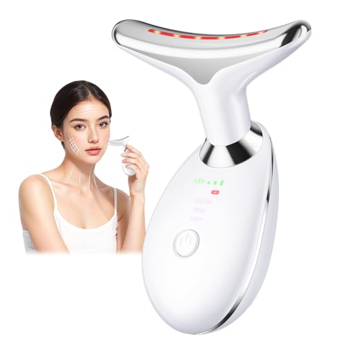 Face and Neck Massager, Multifunctional Facial Massager, Portable Face Sculpting Tool with Vibration, Thermal for Home Use (White)