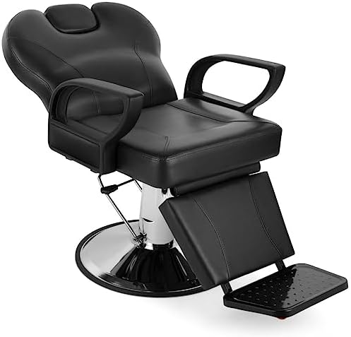 Salon Chair for Hair Stylist, 360 Degree Rotating Barber Chair with Heavy Duty Hydraulic Pump, Spa Beauty Equipment for Hair Stylists, Tattoo Artists, Cosmetologists (Black)
