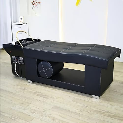Massage Shampoo Bed-Massage Bed with Black Simple Fashion Design, Head Spa Equipment and Beauty Bed Includes Massage Design, Fumigation,Water Cycle Storage Space for Beauty Salon(59.05IN)