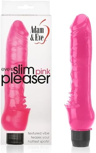 Adam & Eve Slim Pink Pleaser Vibrator Dildo for Women - Realistic Battery-Operated Thrusting Stimulator - Insertable Female Sex Toy - Waterproof & Powerful Vibration for Clitoral, Anal, & G-spot
