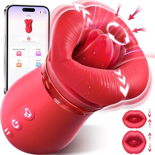 Vibrator Rose Sex Toy for Women - Sovokn 4 IN 1 Female Sex Toys Mouth Sucking Vibrator Rose Adult Toy, 10 Tongue Licking, 3 Auto & 1 Manual Suction Vibrator, Clit Nipple Anal Adult Sex Toys Vibrators
