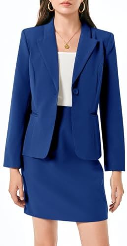 Women's 2 Piece Skirt Suit Set Business Blazer Jacket and Pencil Skirt