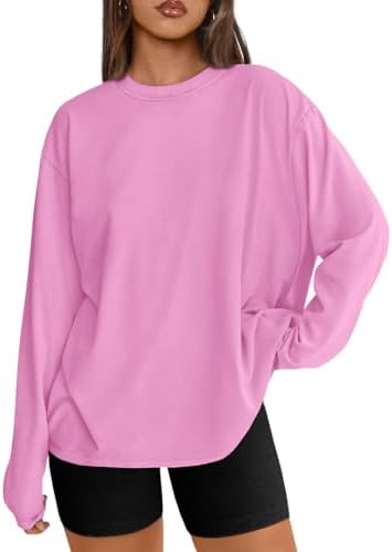 Trendy Queen Womens Oversized Long Sleeve T Shirts Basic Crewneck Tee Fall Tops Casual Workout Fashion Casual Y2K Clothes