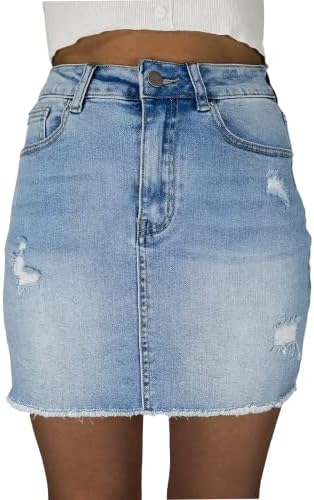 Denim Skirt Women Trendy High Waisted Summer Jean Skirts