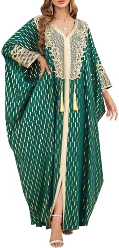 IWEMEK Embroidered Abaya Kaftans for Women Modern Elegant Dubai Moroccan Dubai Kaftan Dresses Abaya for Women Muslim Dress