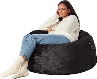 Amazon Basics Memory Foam Filled Bean Bag Chair with Microfiber Cover, 3 ft, Black, Solid