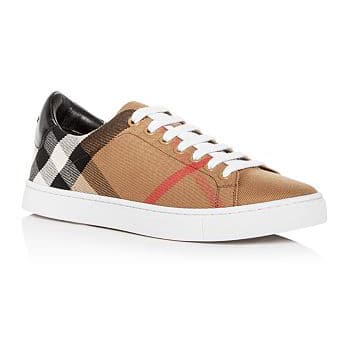 BURBERRY ALBERT HOUSE CHECK & LEATHER LOW-TOP SNEAKER – BBR3