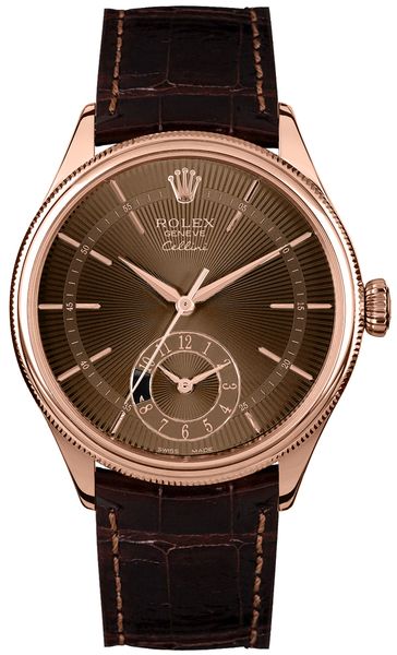 Rolex Cellini Dual Time Brown Guilloche Dial Men’s Watch 50525